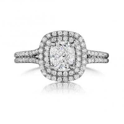 Henri Daussi Double Halo Diamond Engagement Ring